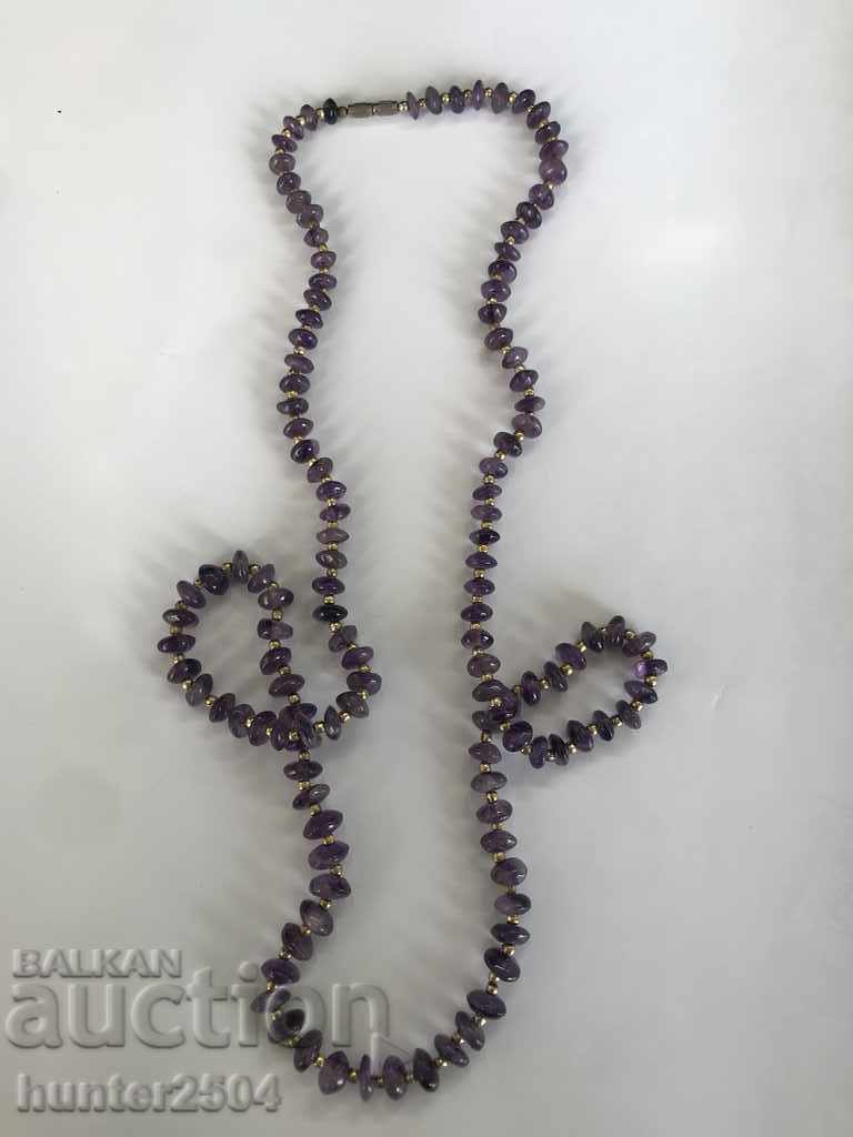 Amethyst necklace, 92 cm, processed