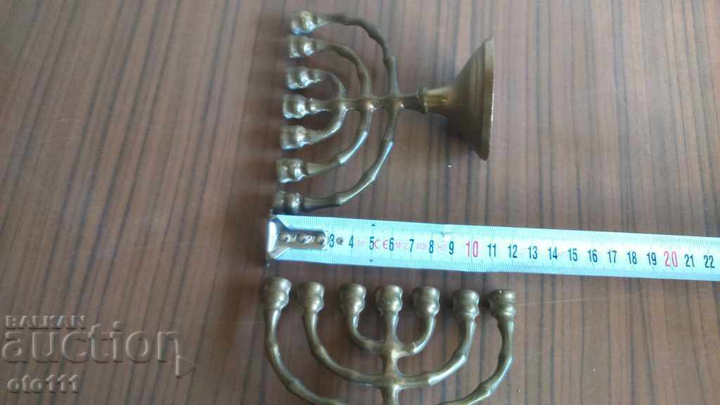 Auction BRONZE JEWISH CANDLEHOLDER - 2 pieces Auction BRONZE JEWISH CANDLEHOLDER - 2 pieces