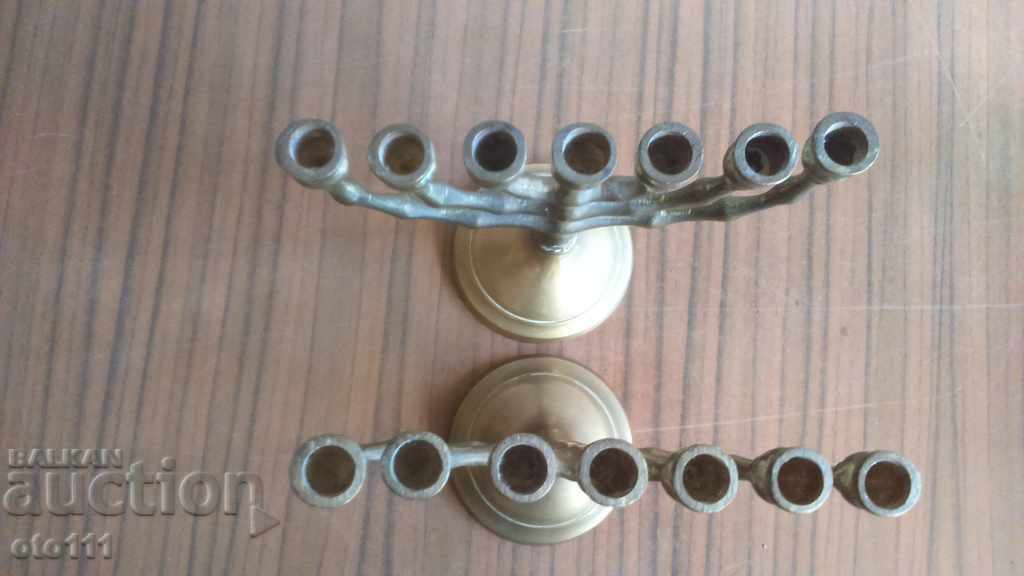BRONZE JEWISH CANDLEHOLDER - 2 pieces - 6 BRONZE JEWISH CANDLEHOLDER - 2 pieces - 6