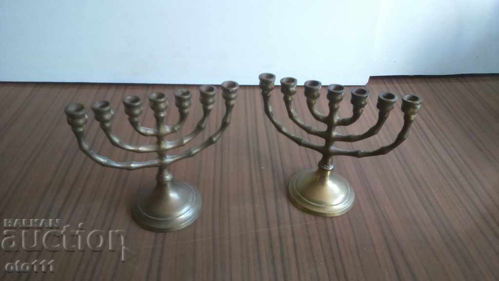 BRONZE JEWISH CANDLEHOLDER - 2 pieces