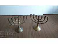 BRONZE JEWISH CANDLEHOLDER - 2 pieces