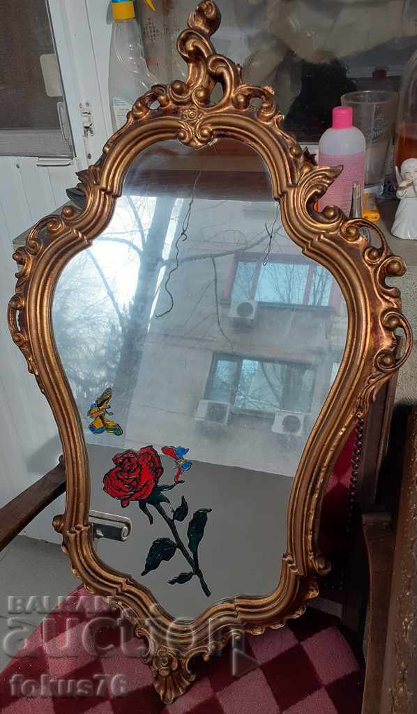 Carving Magnificent old baroque mirror gold leaf