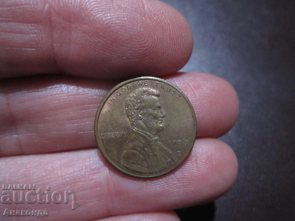 1994 год САЩ -  1 цент буква - D