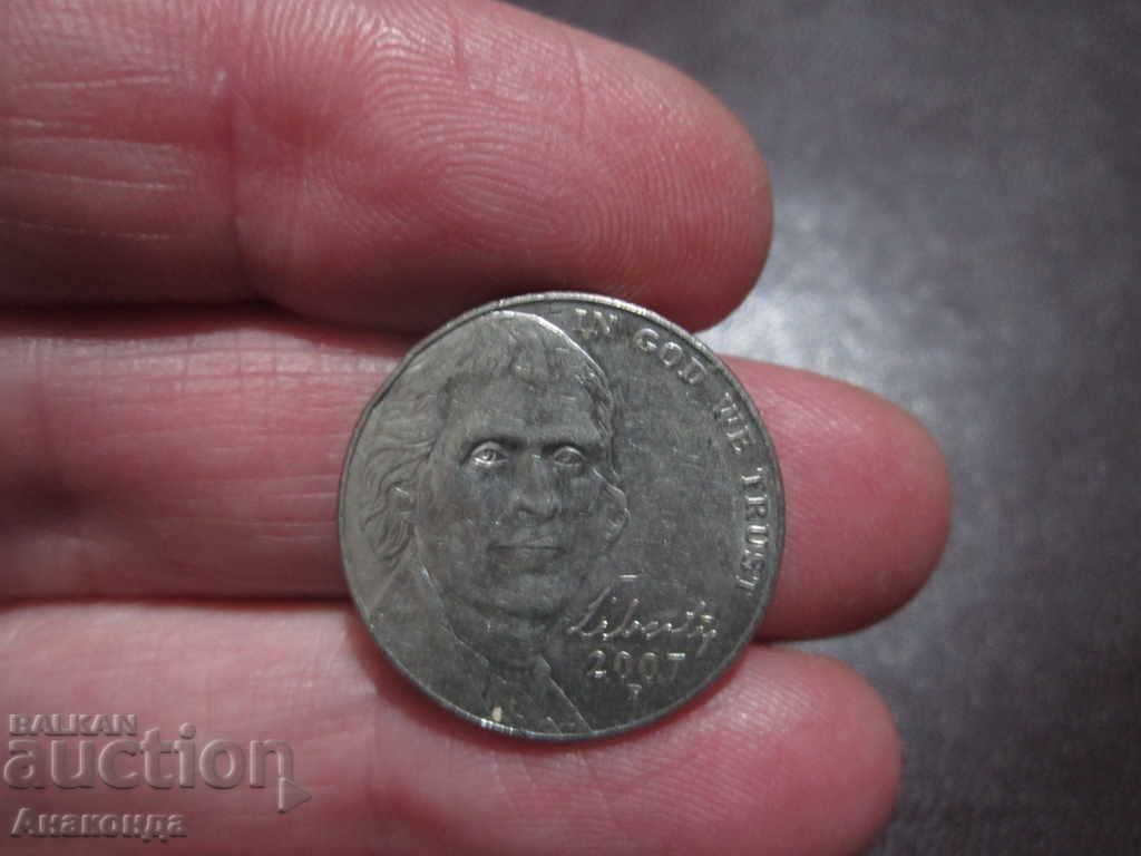 2007 год САЩ - 5 цента буква - P