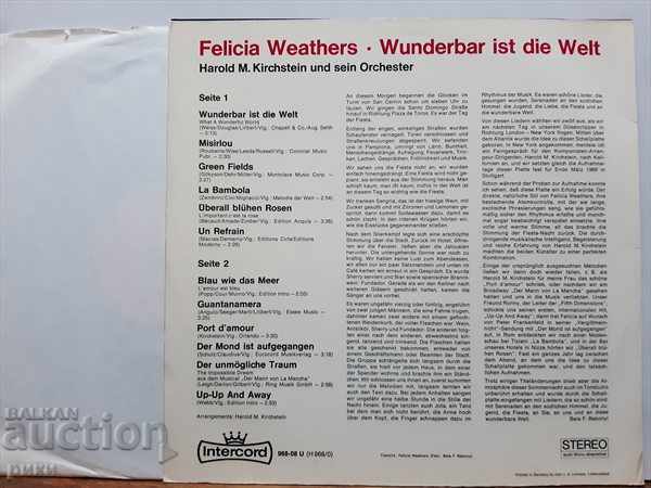 Felicia Weathers - Wunderbar Ist Die Welt with price 25.00 BGN | € 12.78 Felicia Weathers - Wunderbar Ist Die Welt with price 25.00 BGN | € 12.78