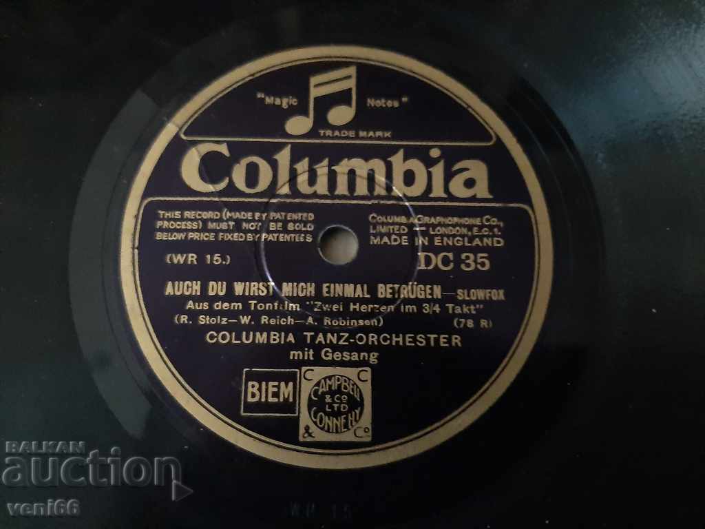 Auction Gramophone record - bitumen shellac bakelite medium size Auction Gramophone record - bitumen shellac bakelite medium size