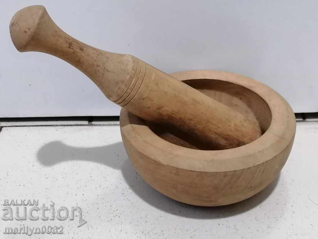100 year old wood mortar, hammer, mortar, wood, wood with price 52.00 BGN | € 26.59