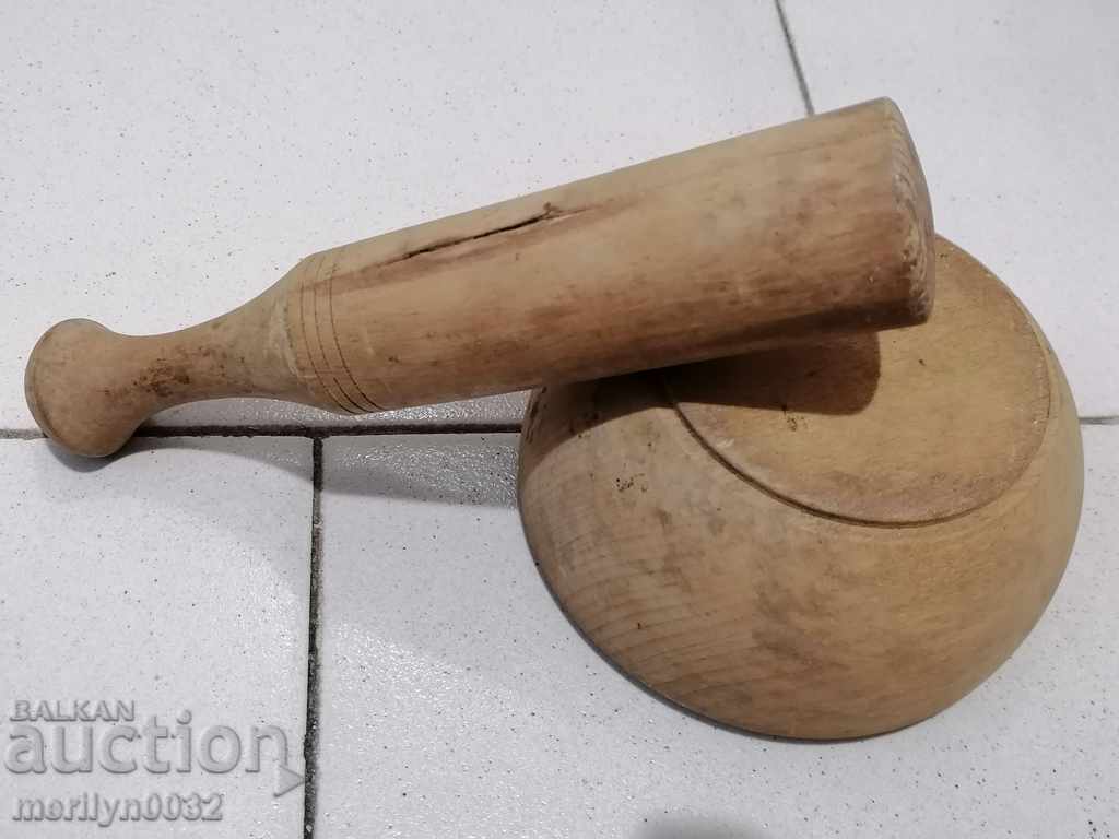 100 year old wood mortar, hammer, mortar, wood, wood - 6