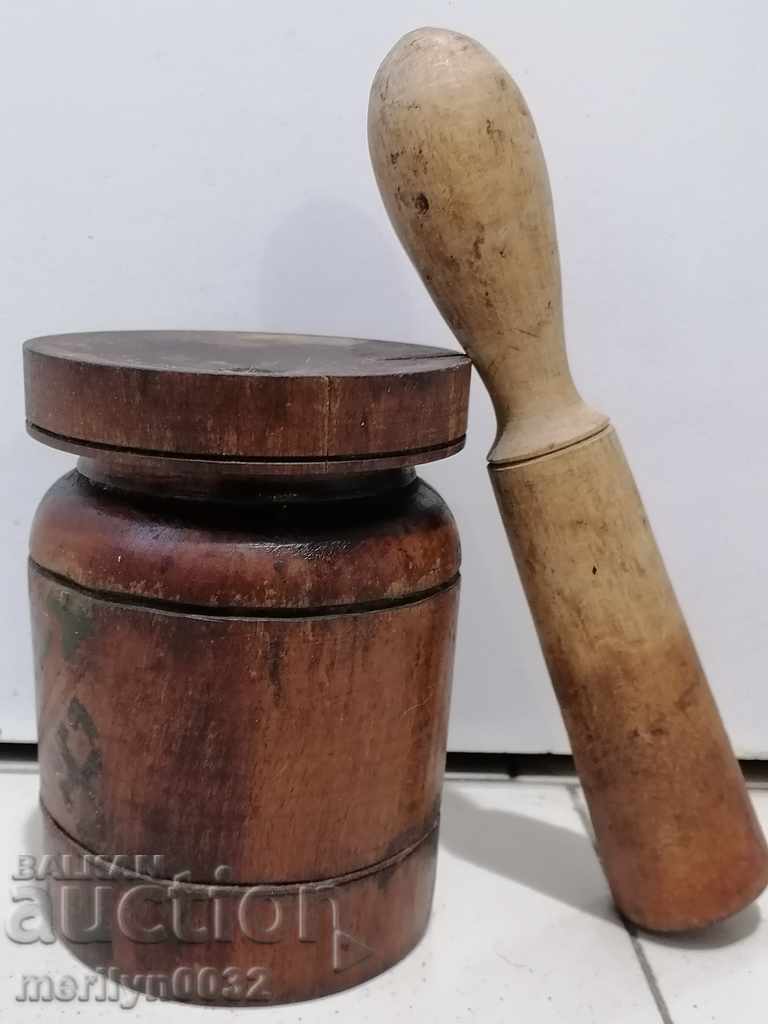 Auction  130 year old wooden mortar, hammer, mortar, wooden, wood