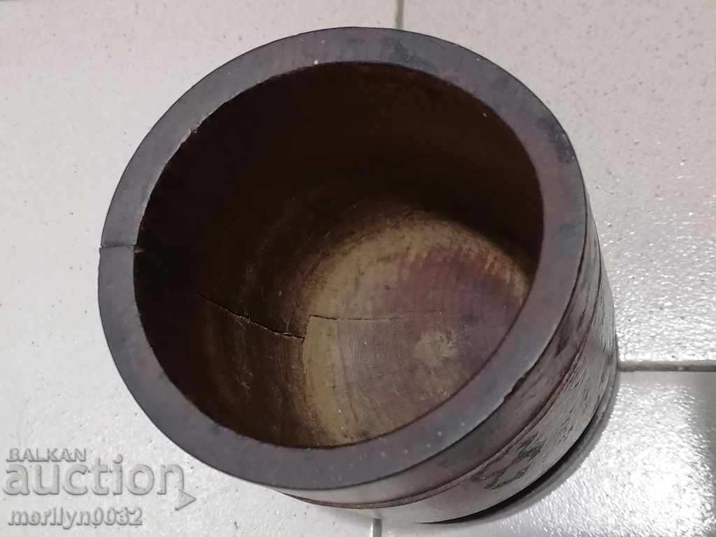 Delivery of 130 year old wooden mortar, hammer, mortar, wooden, wood