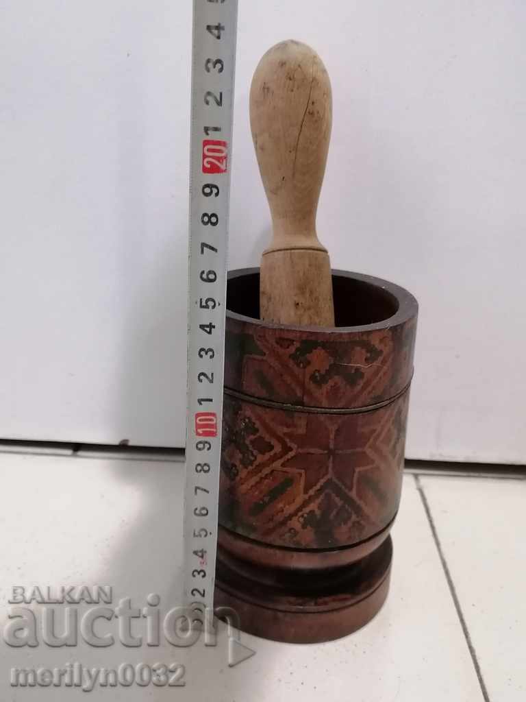 130 year old wooden mortar, hammer, mortar, wooden, wood - 6