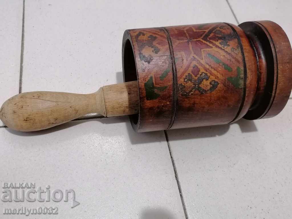 130 year old wooden mortar, hammer, mortar, wooden, wood - 7
