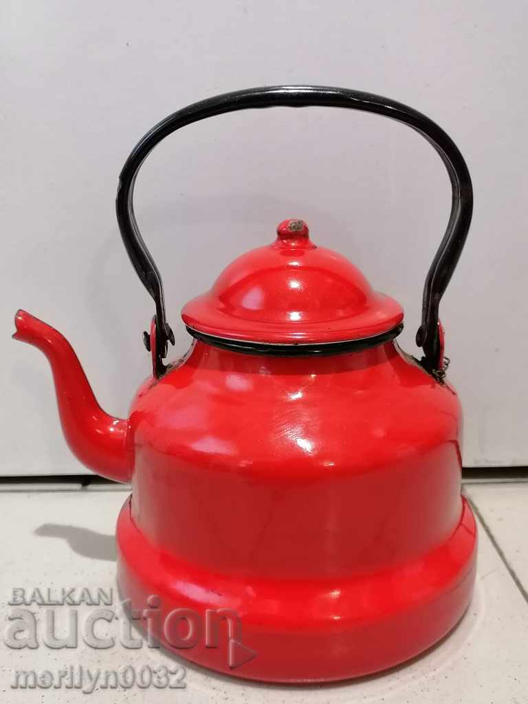 Enameled teapot from the saucepan with enamel coffee pot
