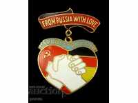 RARE SIGN-FROM RUSSIA WITH LOVE-USSR-GERMANY-REBUILDING-ENAMEL