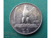 Italy - 5 pounds 1930 - a rare year. BZC