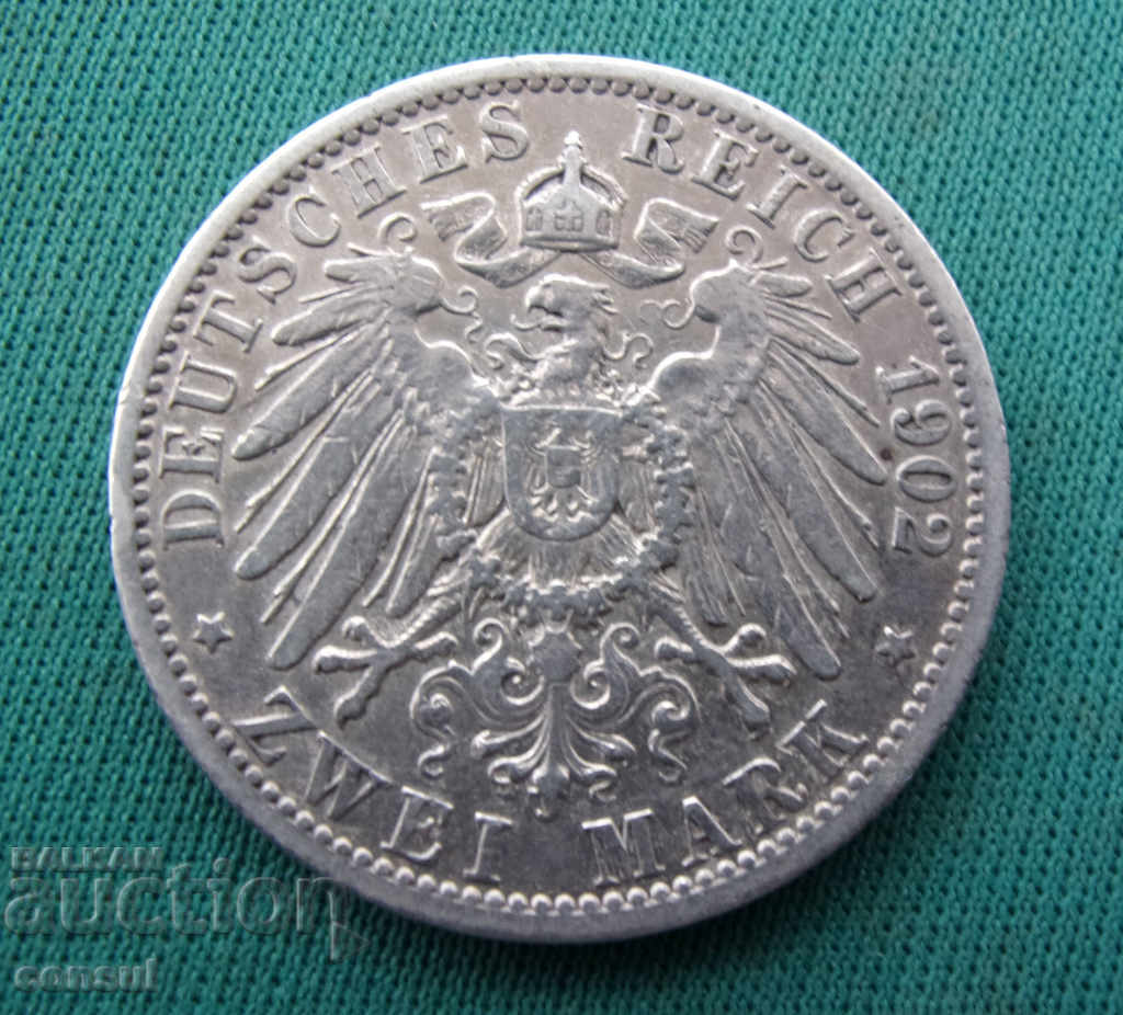 Germania-Prusia-Reich-2 timbre 1902-moneda de argint.BZC