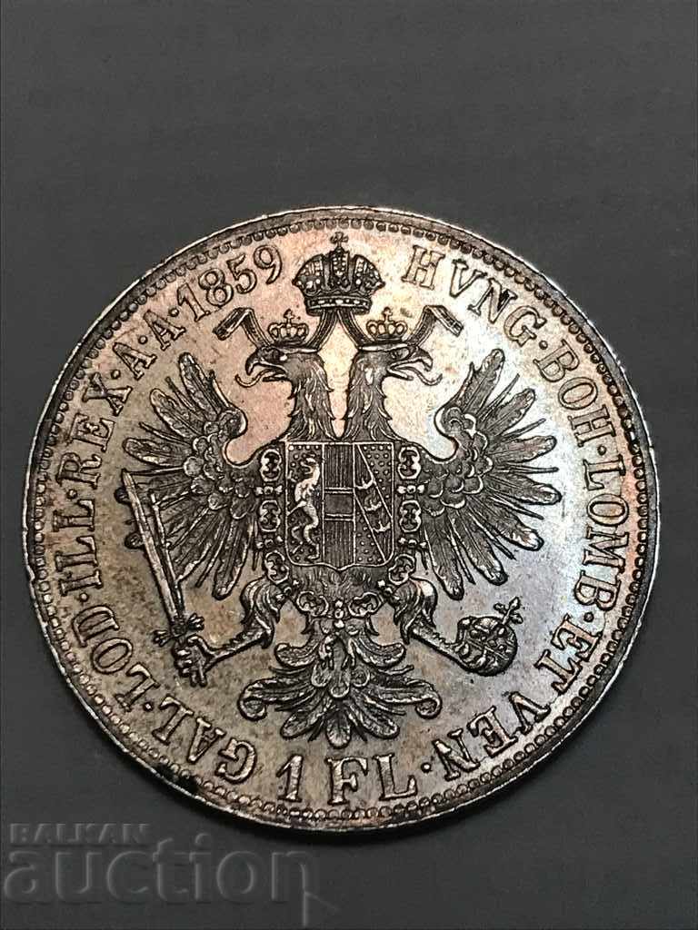 Австрия империя 1 флорин 1859 A Франц Йозеф сребро UNC