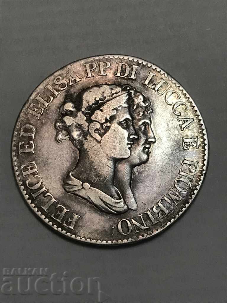 Italy France Lucca and Piombino 5 Francs 1807 Silver with price 430.00 BGN | € 219.86 Italy France Lucca and Piombino 5 Francs 1807 Silver with price 430.00 BGN | € 219.86