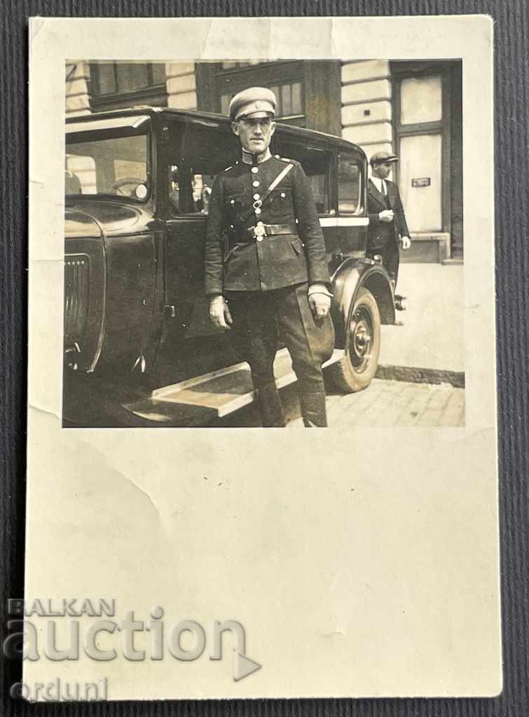 1857 Kingdom of Bulgaria policeman in front of a car 20s
