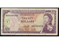 East Caribbean  20 Dollars 1965 Pick 15 Ref 5504