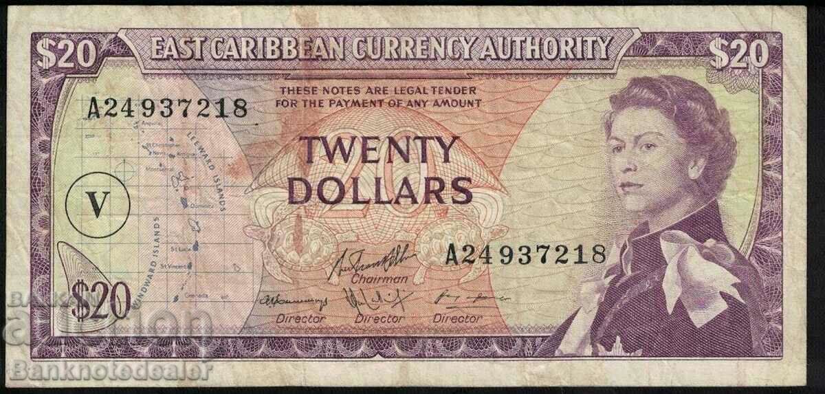 East Caribbean t 20 Dollars 1965 PIck 15 Ref 7218