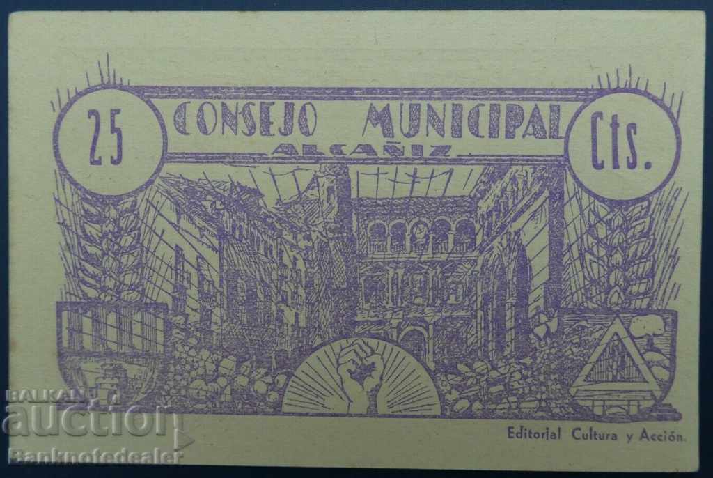 Spain Civil War Consejo Municipal 25 Cents 1937 Ref 9836 with price 120.00 BGN | € 61.36 Spain Civil War Consejo Municipal 25 Cents 1937 Ref 9836 with price 120.00 BGN | € 61.36