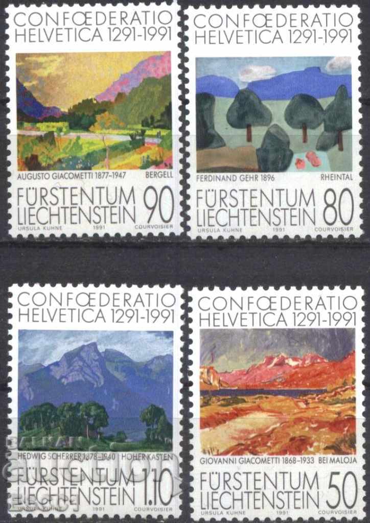 Καθαρά γραμματόσημα Ελβετικός πίνακας 1991 Λιχτενστάιν