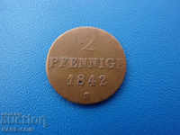 RS (35) Γερμανία-Ανόβερο-2 pfennig 1842 S- πολύ σπάνια χρονιά