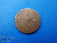 RS (35) Γερμανία-Ανόβερο-2 pfennig 1843 A- πολύ σπάνιο έτος