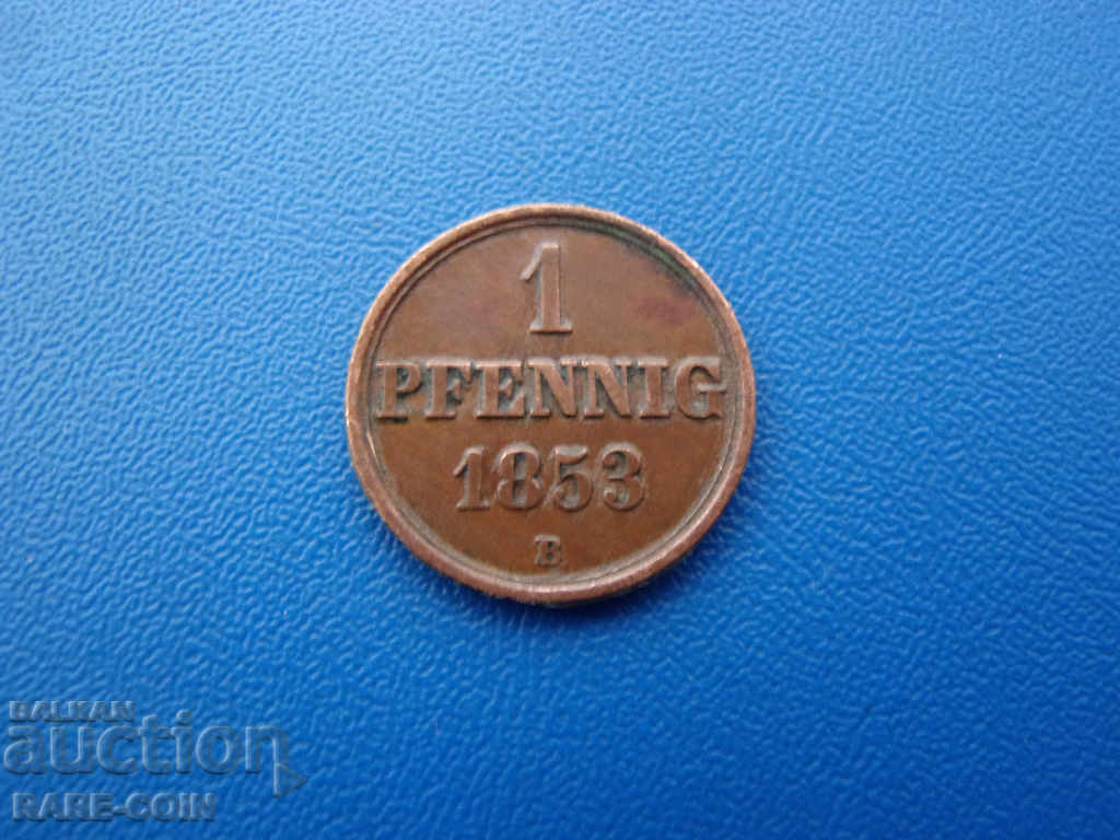 RS (35) Γερμανία-Ανόβερο-1 pfennig 1853- σπάνιο έτος .BZC