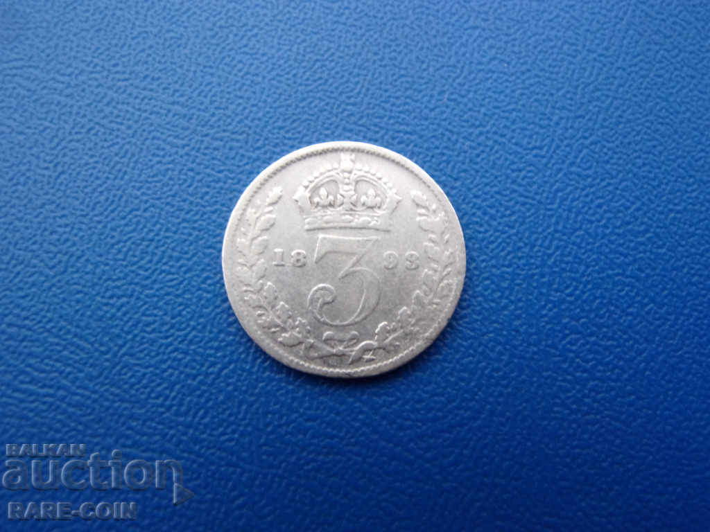 RS (35) Great Britain-3 pence 1898-silver and rare .BZC