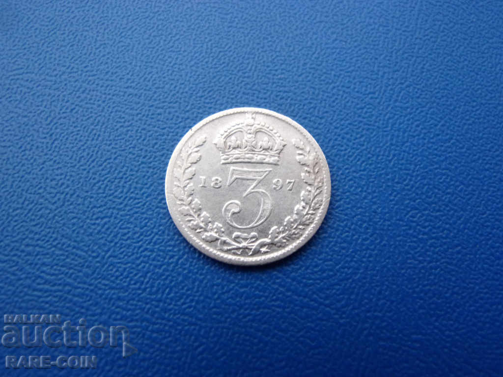 RS (35) Great Britain-3 pence 1897-silver and rare .BZC
