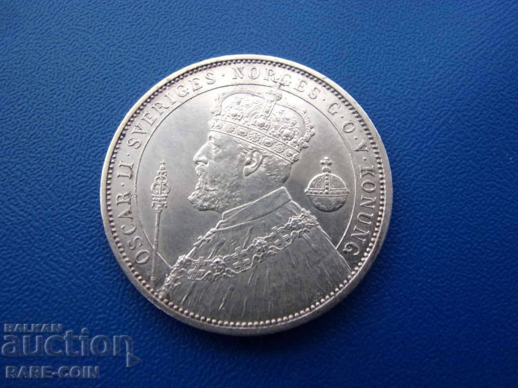Livrarea RS (35) Suedia-Jubilee-2 coroane 1897-foarte rare și argintii
