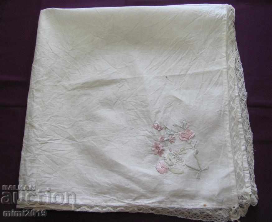 20's Hand Embroidered Square, Tablecloth with Lace with price 30.00 BGN | € 15.34 20's Hand Embroidered Square, Tablecloth with Lace with price 30.00 BGN | € 15.34