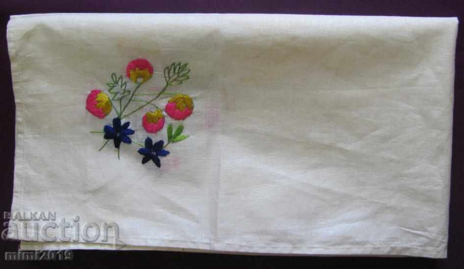 19th Century Hand Embroidered Square, Tablecloth - 5 19th Century Hand Embroidered Square, Tablecloth - 5