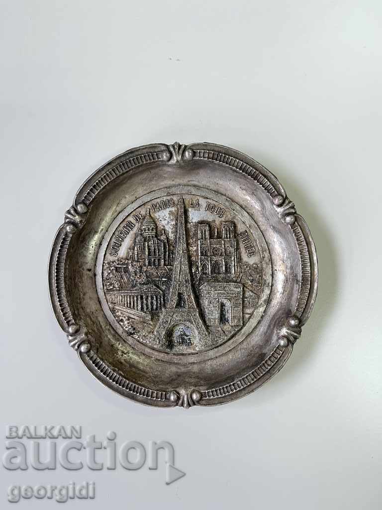 Old collector's silver-plated plate №1718