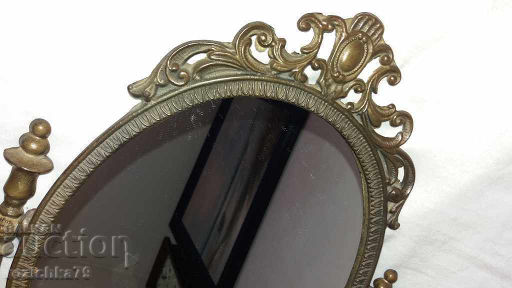 Antique large bronze table mirror - 5