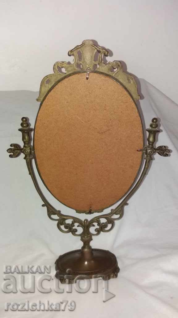 Antique large bronze table mirror - 7