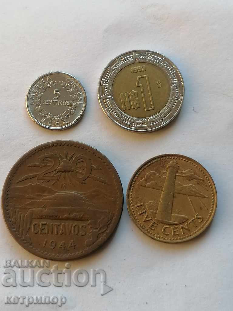 Lot of coins Mexico, Costa Rica, Barbados