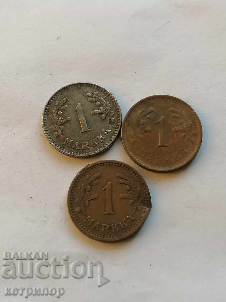 Lot of coins Finland 1 stamp 1942, 49, 51