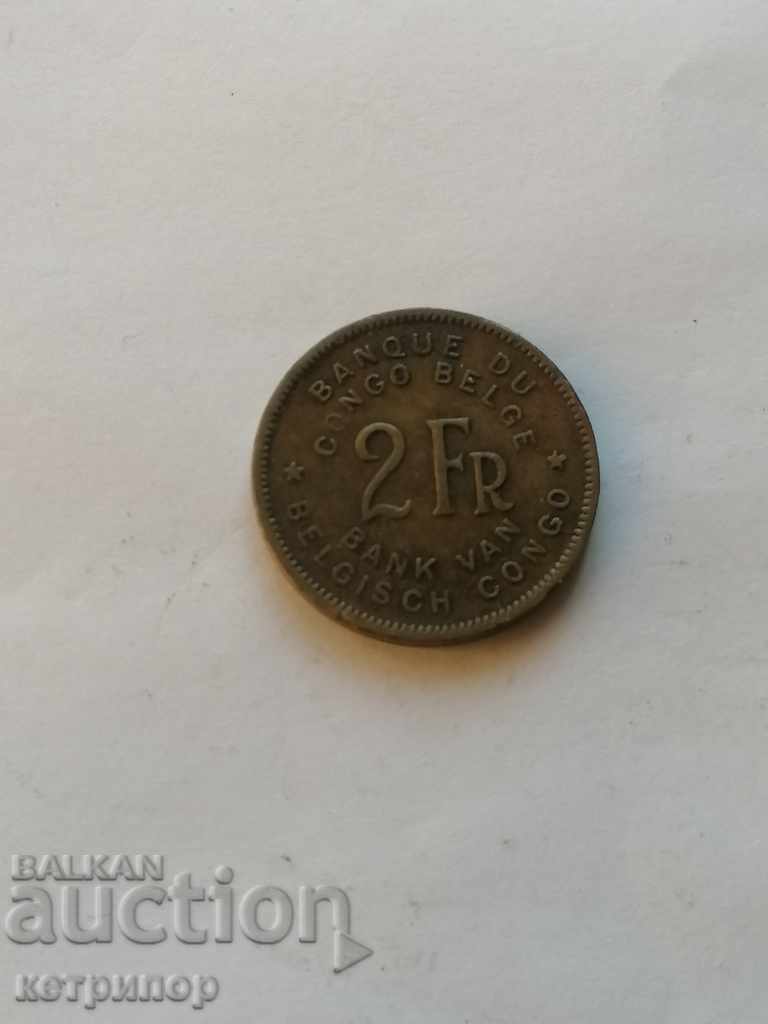 2 franci Congo Belgian 1947