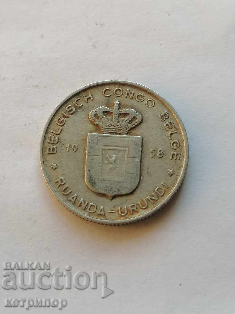 1 franc Belgian Congo - Rwanda Urundi 1958 with price 14.00 BGN | € 7.16 1 franc Belgian Congo - Rwanda Urundi 1958 with price 14.00 BGN | € 7.16