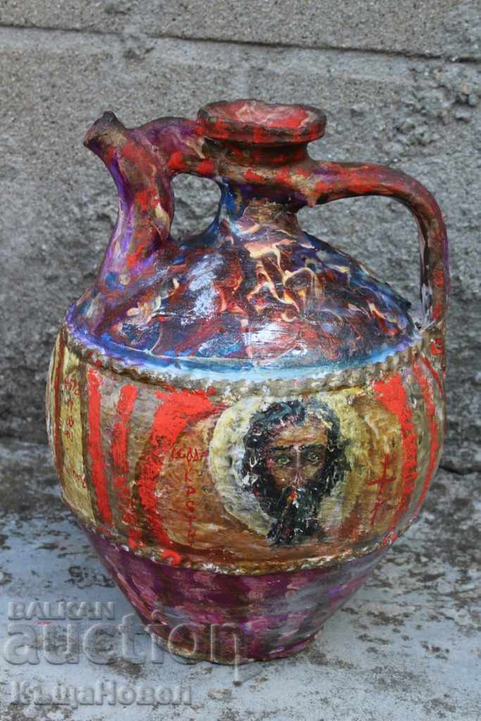 OLD HAND-PAINTED LARGE AUTHENTIC JAR KRONDIR ICON