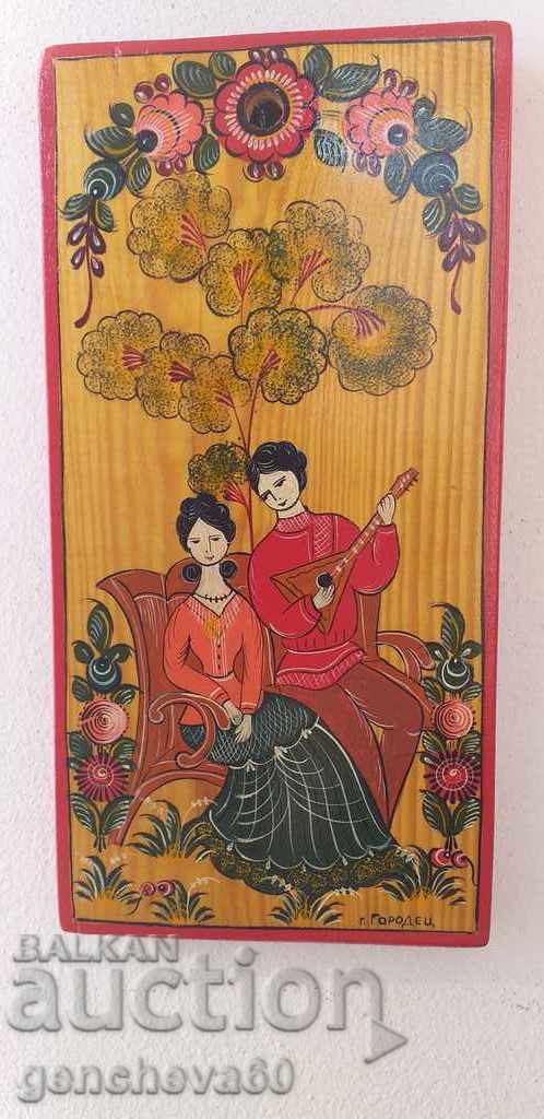 Panou, pictură - Pictură populară Gorodets cu preț € 10.00 | 19.56 BGN