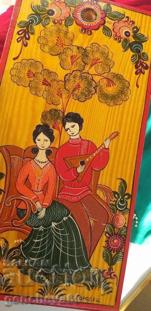 Panel, painting - Folk Gorodets painting - 6 Panel, painting - Folk Gorodets painting - 6