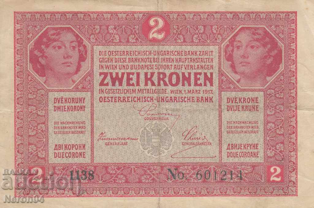 2 coroane 1917, Austro-Ungaria
