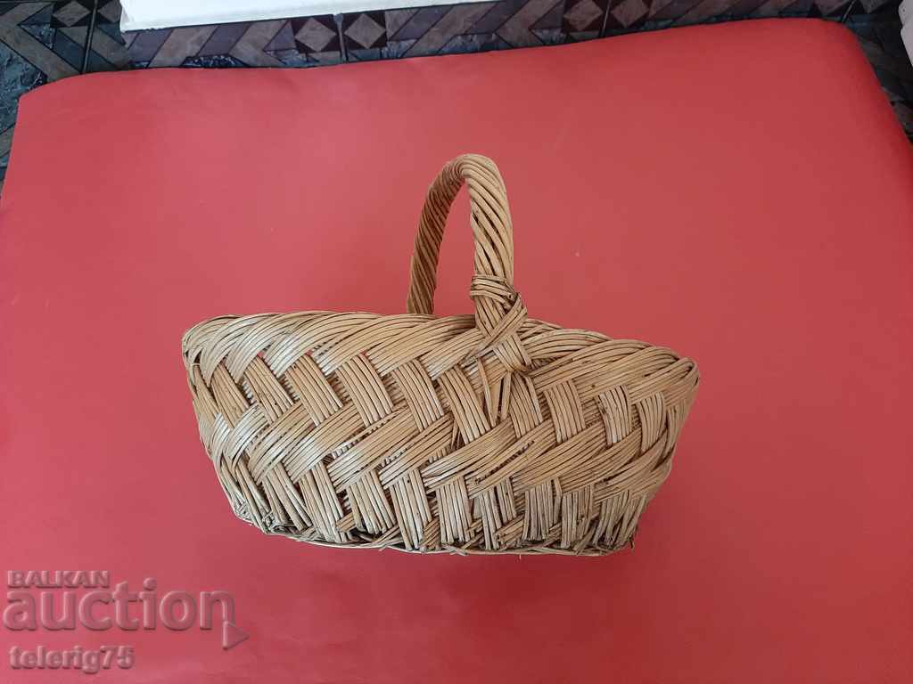 Auction Old Retro Wicker / Willow Wooden Basket from the 1940s Auction Old Retro Wicker / Willow Wooden Basket from the 1940s