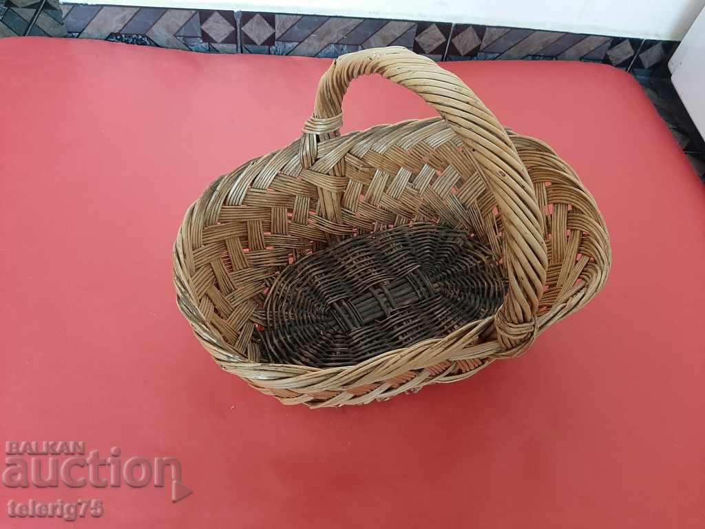 Old Retro Wicker / Willow Wooden Basket from the 1940s - 5 Old Retro Wicker / Willow Wooden Basket from the 1940s - 5