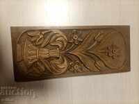 Wood carving large panel Flower for wall