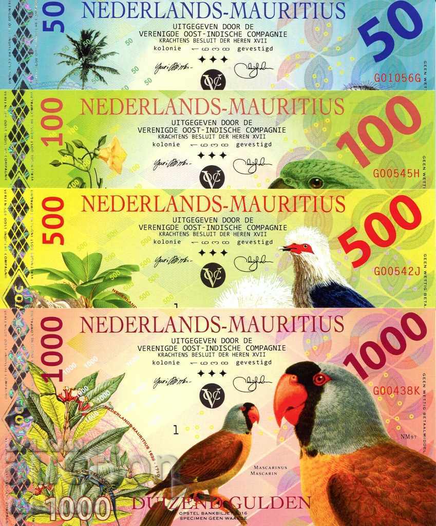 SET Dutch Mauritius 50 + 100 + 500 + 1000 guldeni-2016-UNC